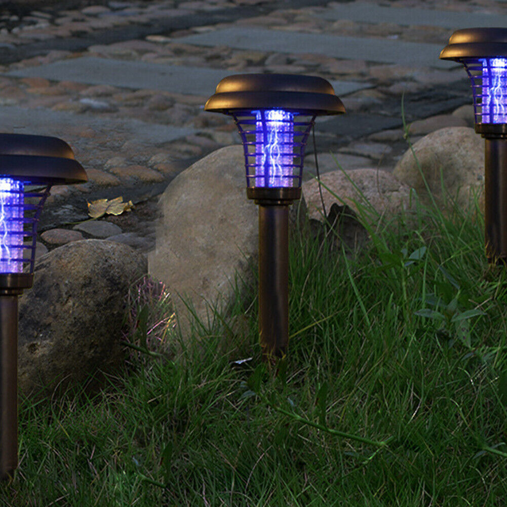 US 2-4 Pack Solar Outdoor Mosquito Fly Bug Insect Zapper Killer Trap Lamp Light