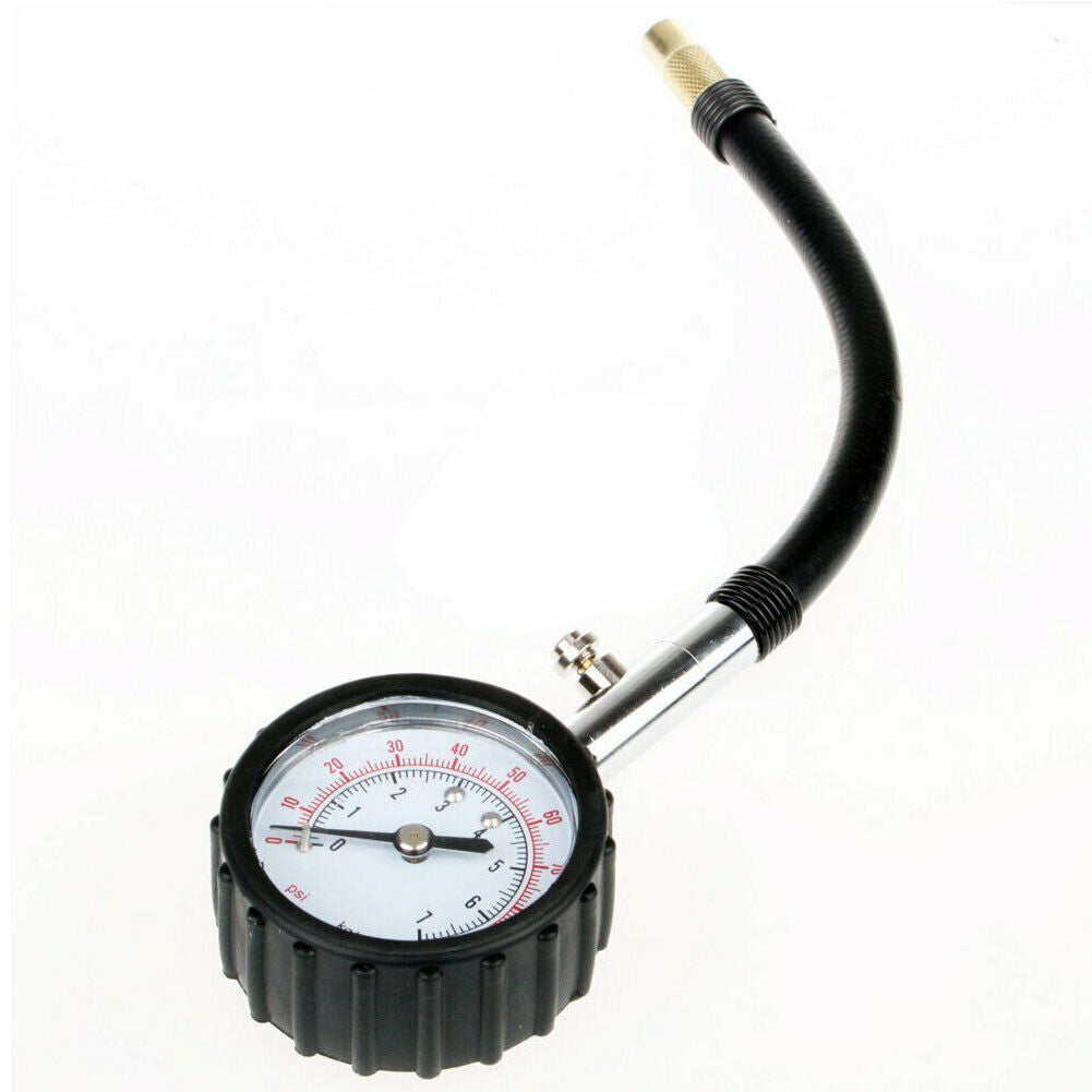 US Premium Flexible Hose Truck Car Tire Pressure Gauge 0-100 PSI Air Meter Teste
