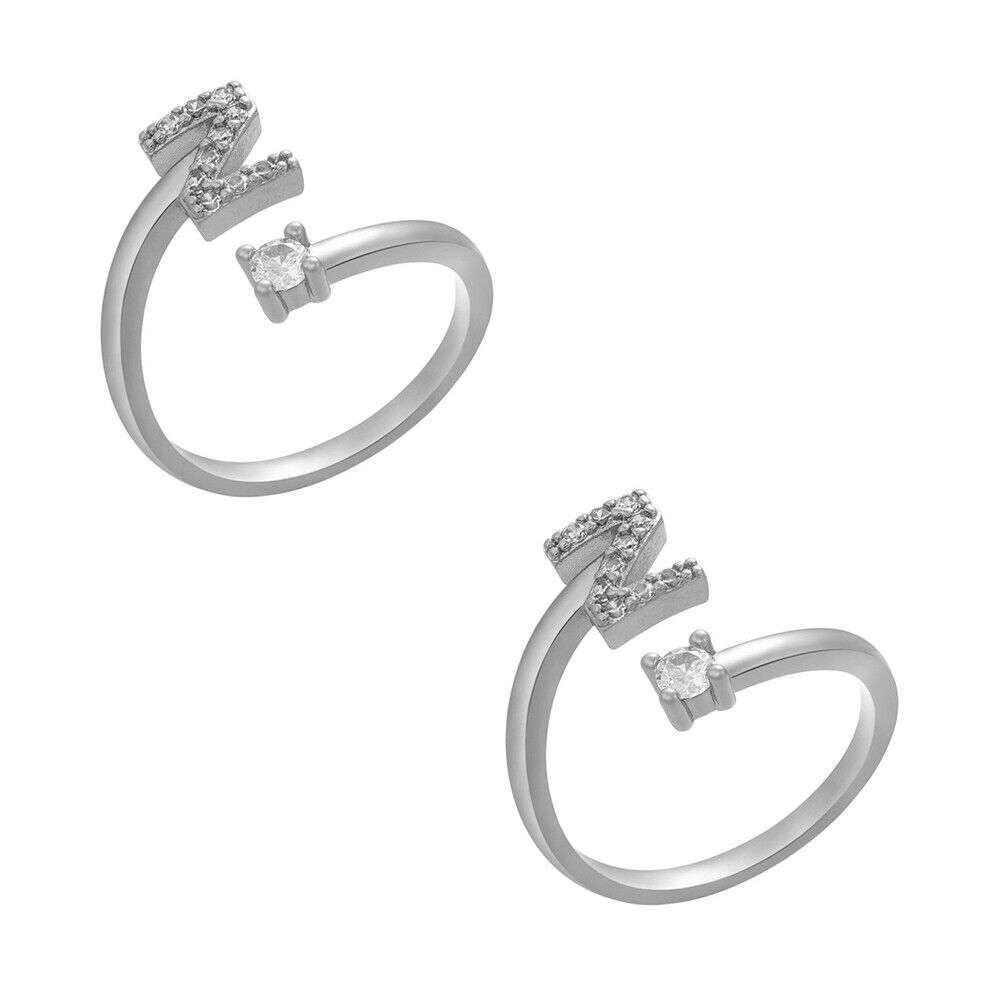 US Charm Initial Letter Ring Alphabet A-Z Gold Silver Adjustable Open Bands Ring