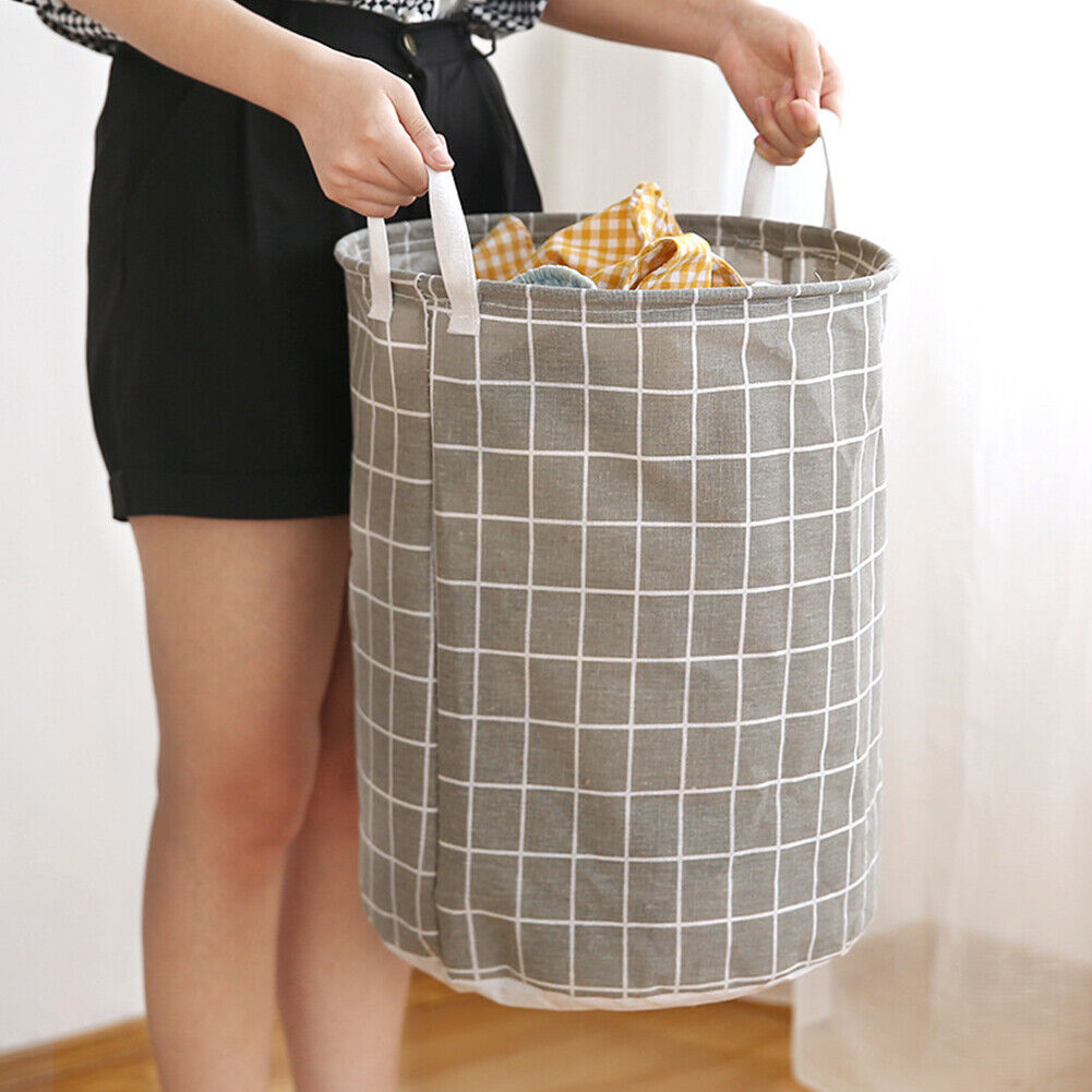 US 1-2 Pcs Large Foldable Laundry Hamper Dirty Clothes Basket Linen Storage Bag