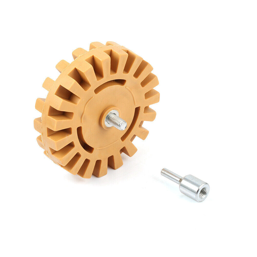 US 2-4 Pc 4” Decal Removal Wheel ABN Rubber Eraser Drill Arbor Adapter Pinstripe