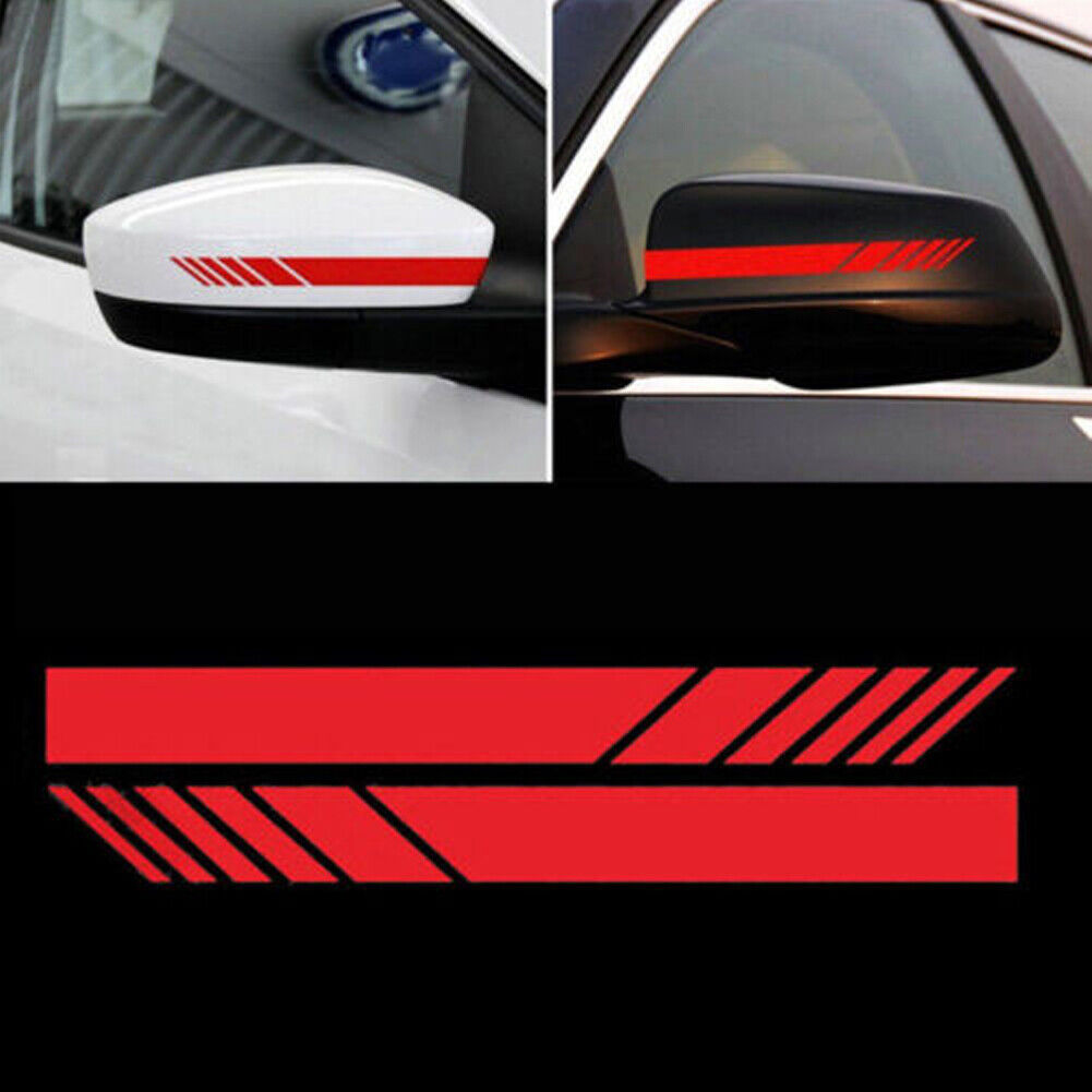 US 2-4 Pair Car Rear View Mirror Sticker Decor Vehicle Reflect Side Decal Stripe