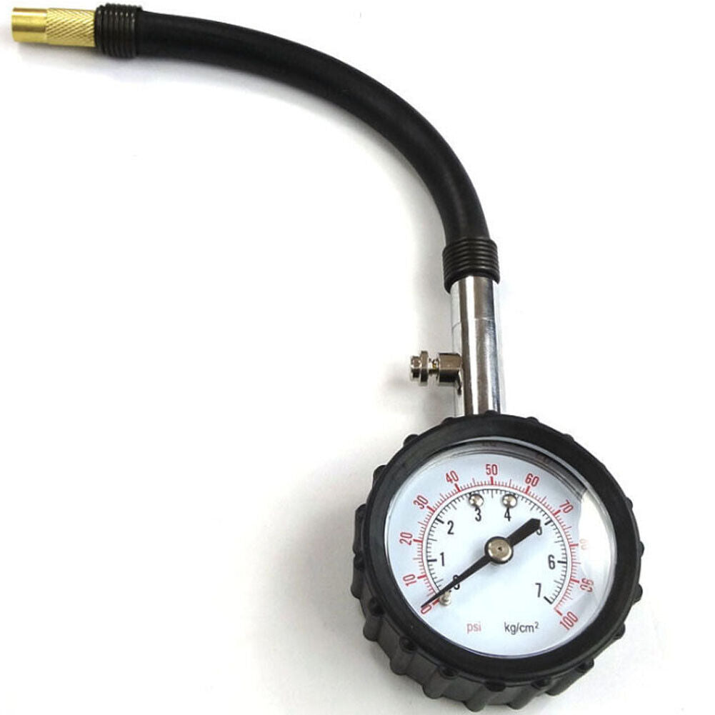 US Premium Flexible Hose Truck Car Tire Pressure Gauge 0-100 PSI Air Meter Teste