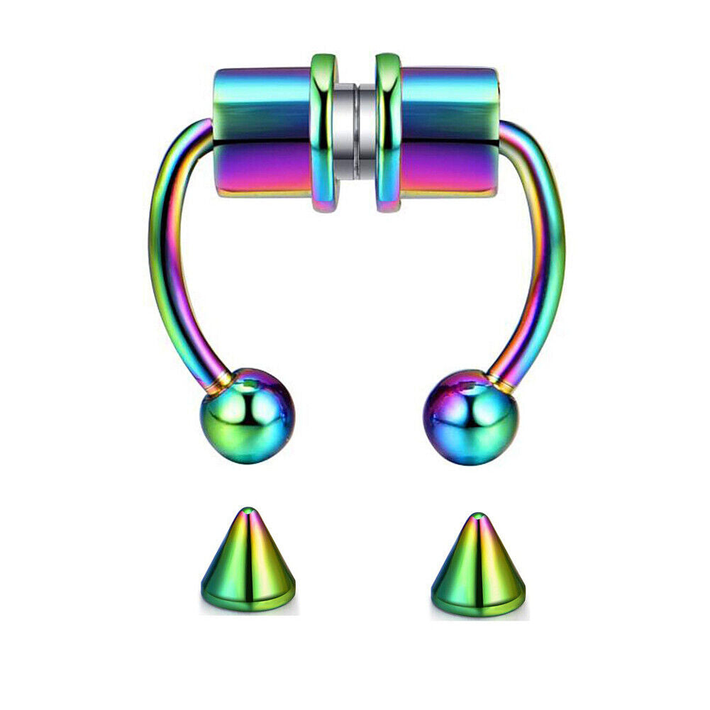 US 1-2 Pcs Magnetic Septum Nose Ring Stainless Steel Fake Non Piercing Nose Clip