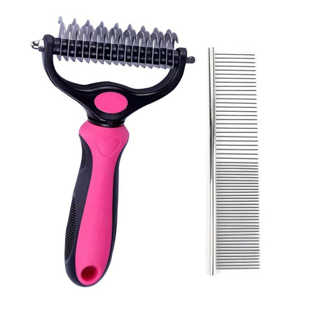 US 2-4 Pc Pet Grooming Brush Dog Undercoat Rake Comb Dematting Deshedding