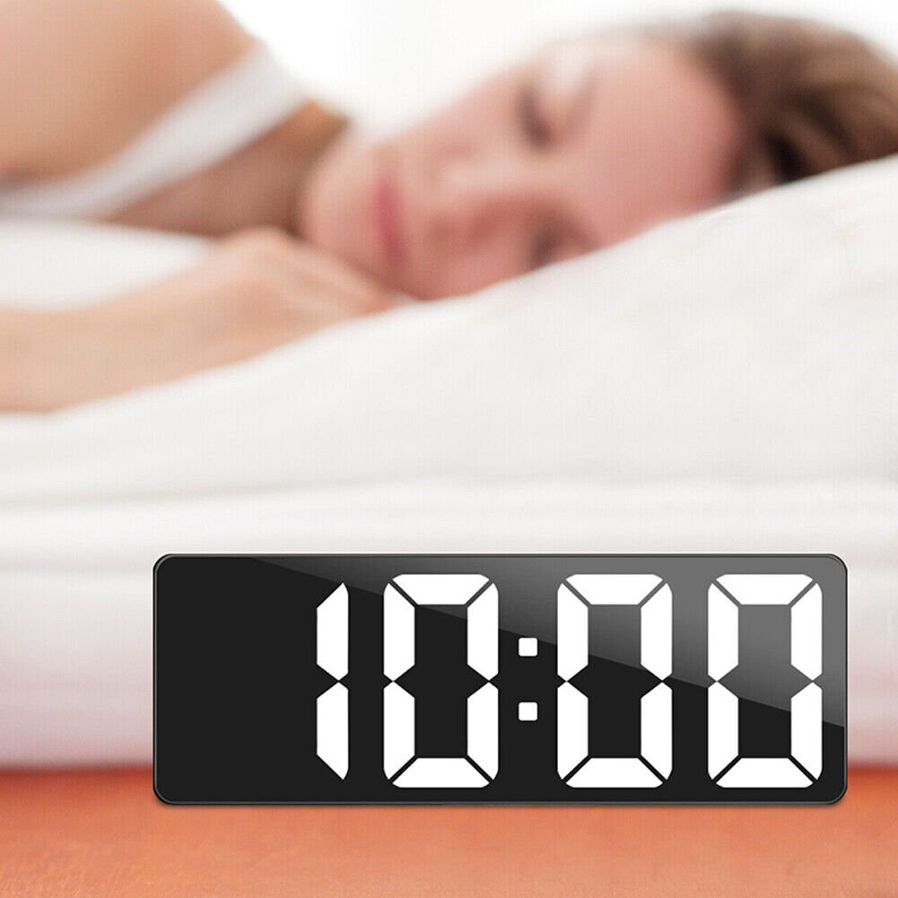 US 1-2 Pc Digital LED Desk Alarm Clock Large Mirror Display USB Temperature Mode