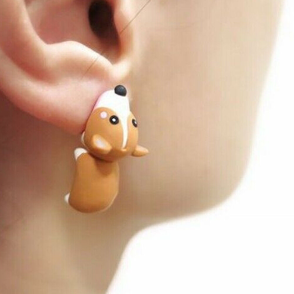 US 1~2 Pairs Cute Animal Bite-Earring Handmade Polymer Clay-Cute Stud Earrings