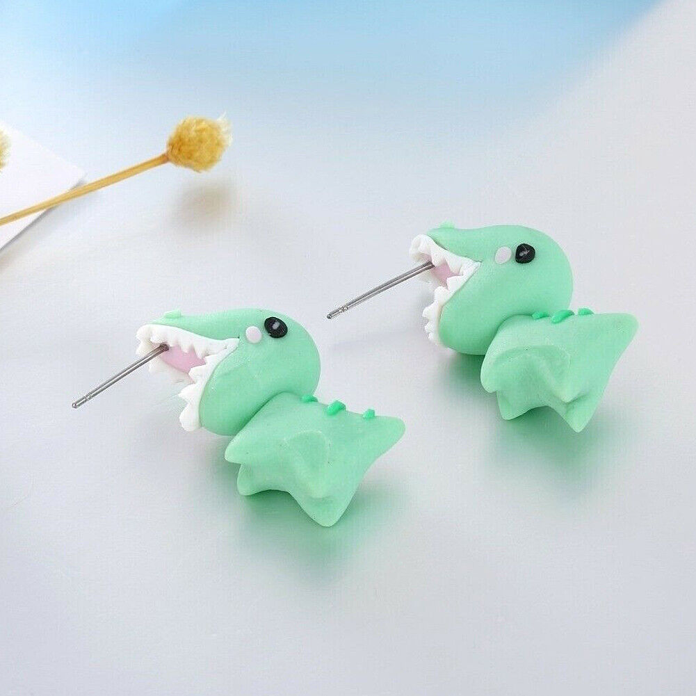 US 1~2 Pairs Cute Animal Bite-Earring Handmade Polymer Clay-Cute Stud Earrings