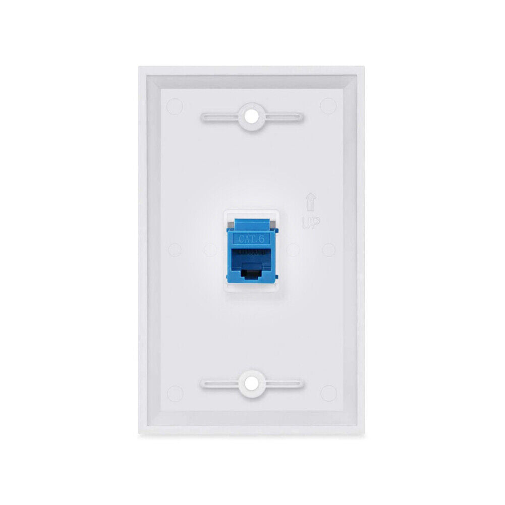 US 1-2 Pack Ethernet Wall Plate CAT6 1 Port Single Gang Keystone Coupler Network