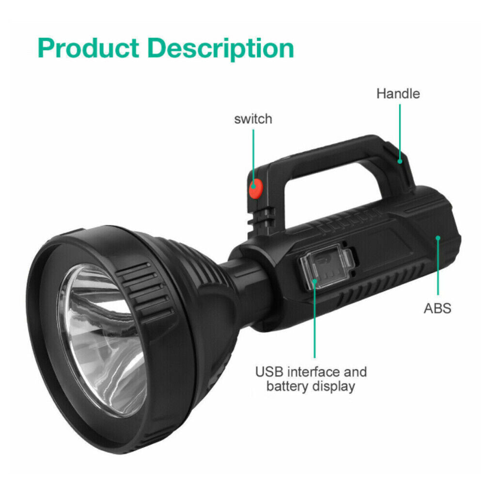 US 1-2 Pack Rechargeable Torch LED Searchlight Handheld Portable Spotlight