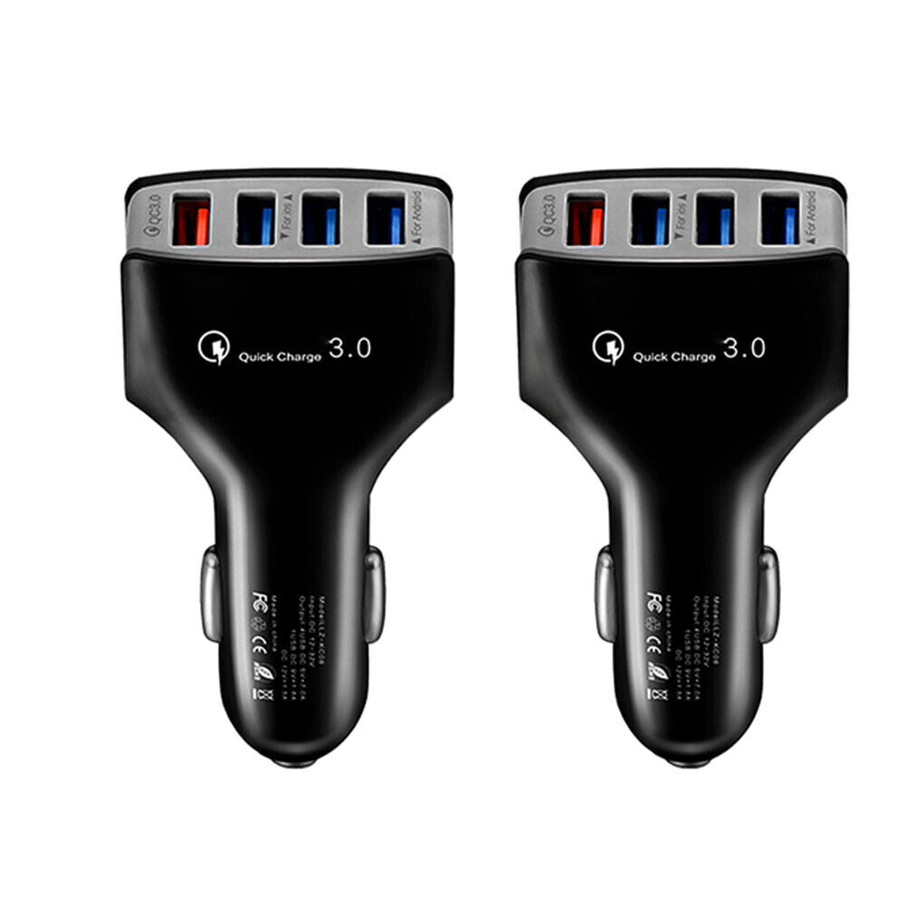 US 2-4 Pack 4-Port 3.0 Super Fast Car Charger PD Adapter for iPhone Android