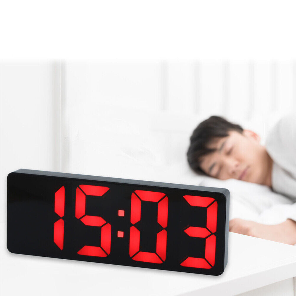 US 1-2 Pc Digital LED Desk Alarm Clock Large Mirror Display USB Temperature Mode