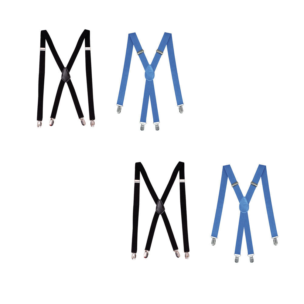 US 2-4 Pack Suspenders X-Back Wide Adjustable Solid Straight Heavy Duty Adults