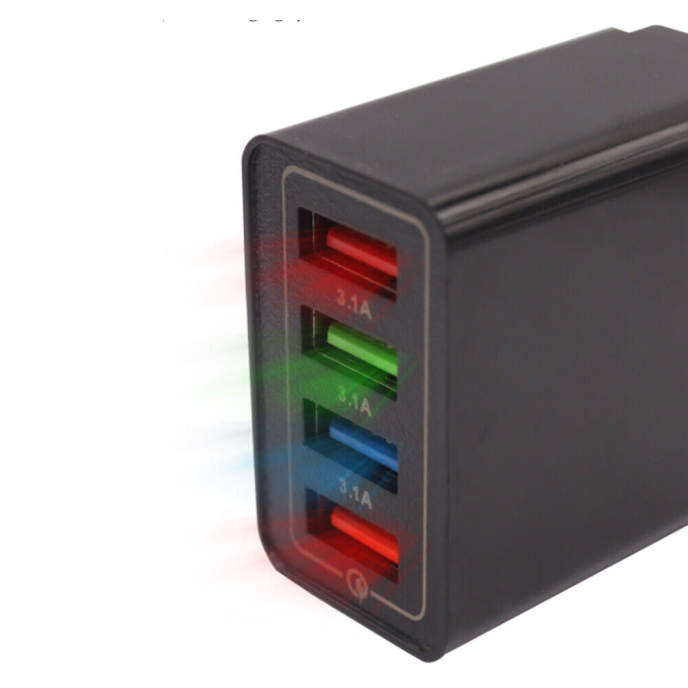 US 2-4 Pack Fast Charging QC 3.0 Wall Charger 4 Ports USB Hub Power Adapter Plug