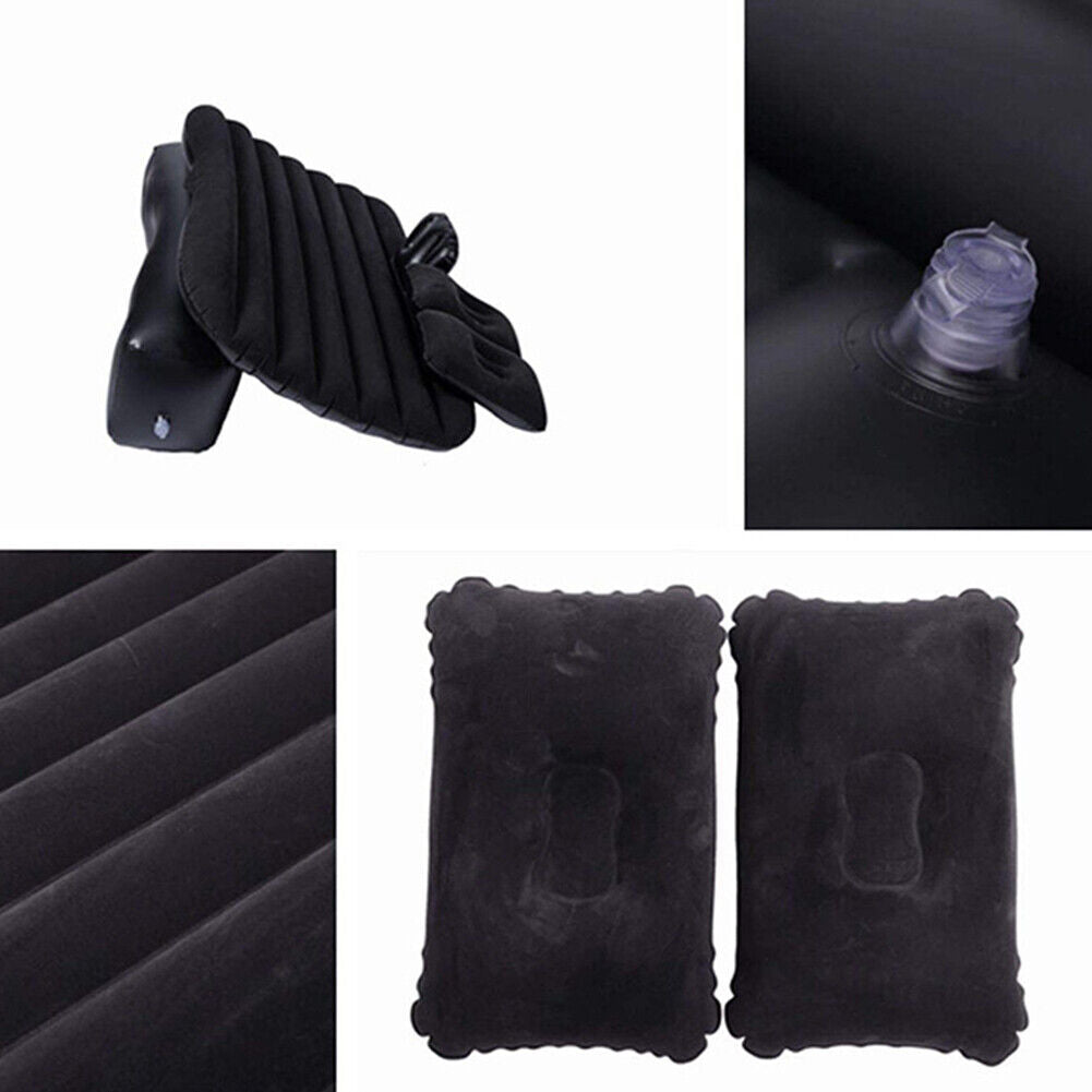 US Inflatable Travel Car Mattress Air Bed Back Seat Sleep Rest Mat 2 Pillow Pump