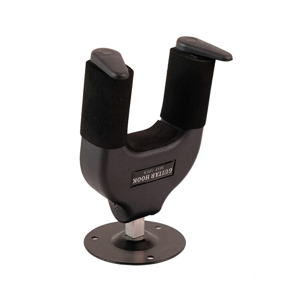 US 1-2 Pc Guitar Wall Hanger Mount Stand Guitar Black Stand Wall Mount Auto Lock