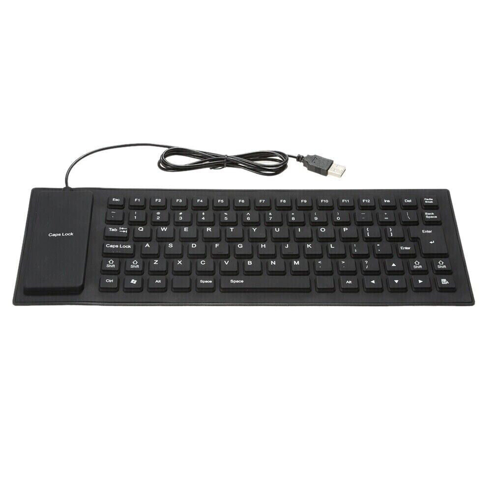 US 1-2 Pc Waterproof Silicone Keyboard Foldable Flexible USB Dustproof Full Size