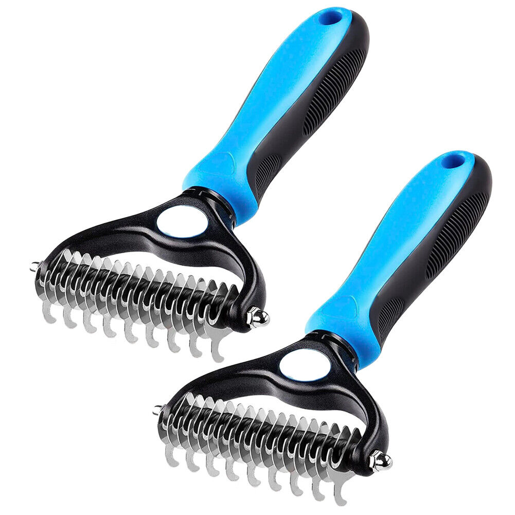US 2-4 Pc Pet Grooming Brush Dog Undercoat Rake Comb Dematting Deshedding