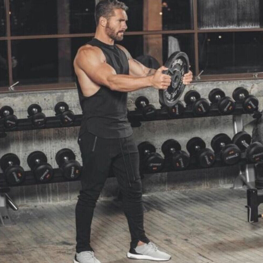 US Men Gym Muscle Singlets Workout Tank Top Bodybuilding Sleeveless T-shirt