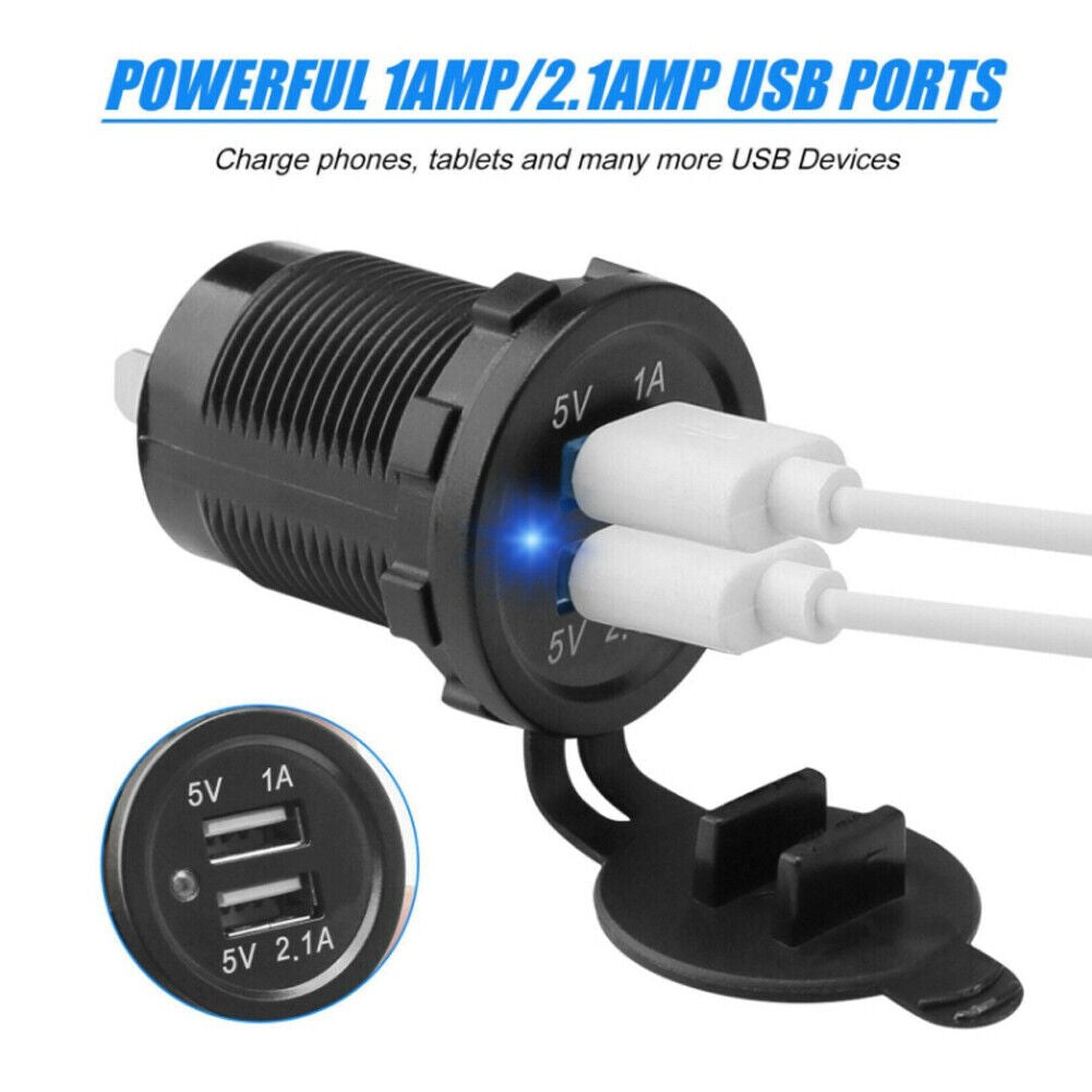 US 2-4 Pcs USB Dual Port Car Phone Quick Charger Socket Adapter Power Outlet 12V