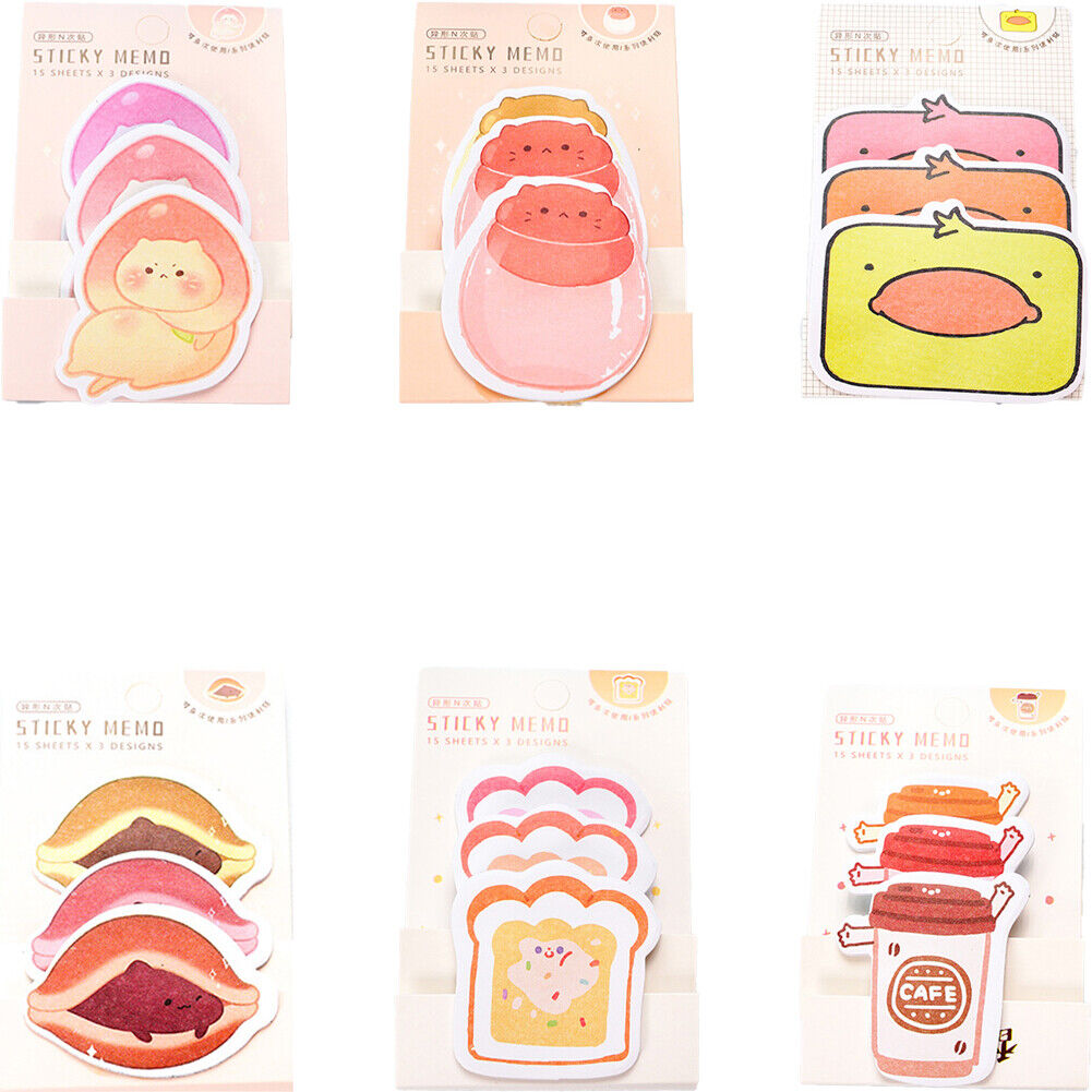 US 6-12 Pc (270-540 Pages Total) Sticky Notes Animals Shape Self-Stick Memo Pads