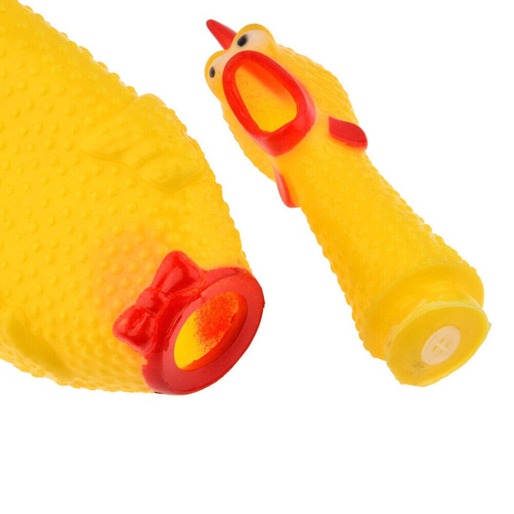 US 1-2 Pcs Fun Pet Dog Shrilling Rubber Chicken Chew Sound Squeeze Screaming Toy