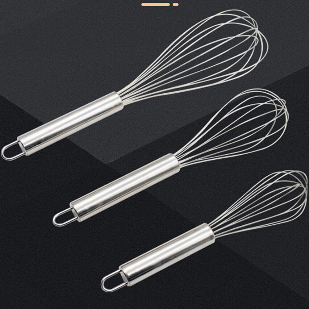 US 3-6 Pcs STAINLESS STEEL BALLOON WIRE WHISK WHIP MIX STIR BEAT 8/10/12 inch