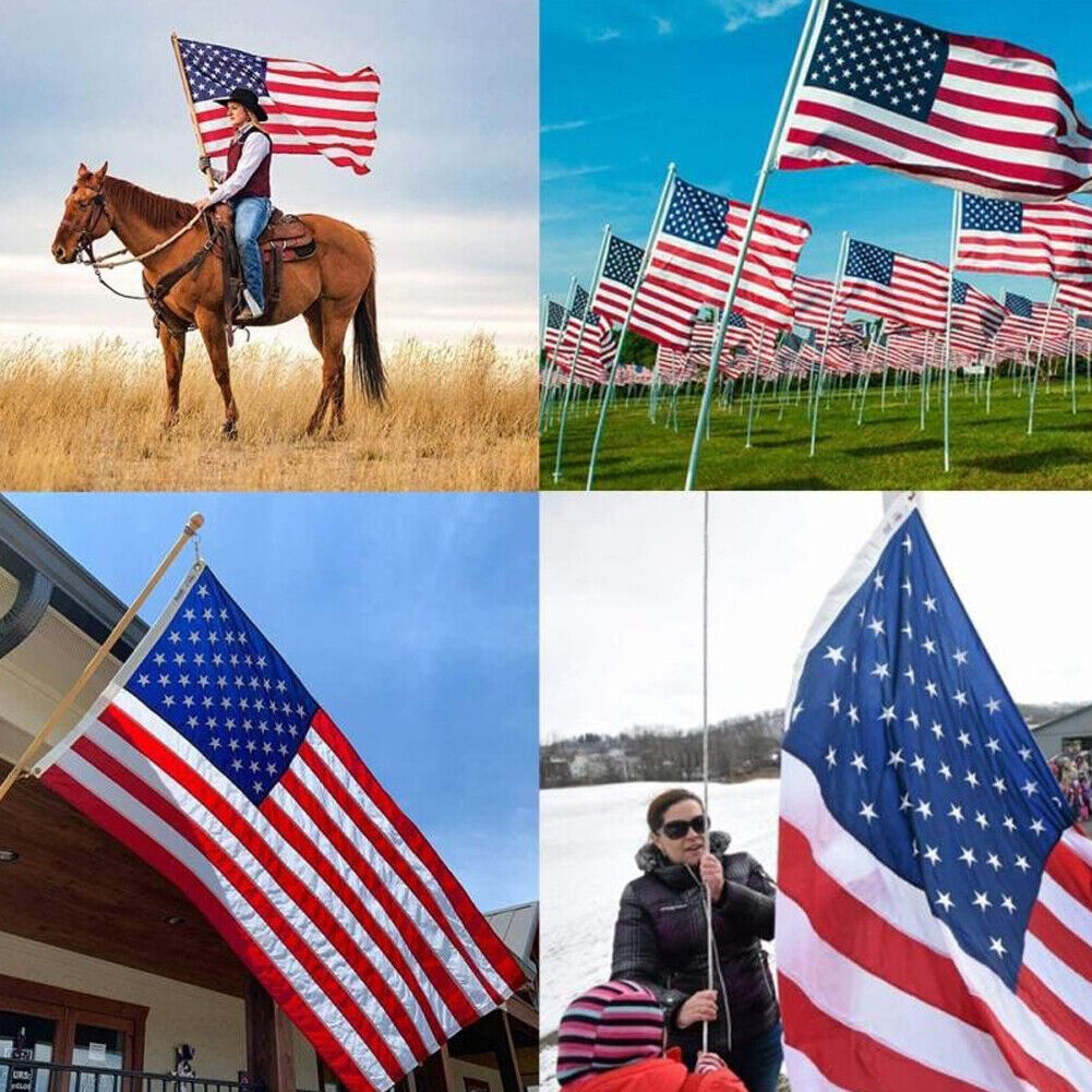 US 1-2 Pc American Flag Deluxe Tear Proof Series Featuring Tough Polyester 3x5Ft