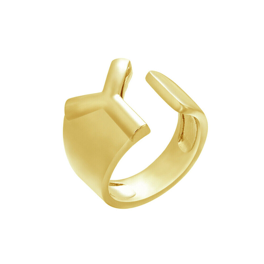 US Alphabet Letter A to Z Resizable Knuckle Ring Initial Gold Silver Letter Ring
