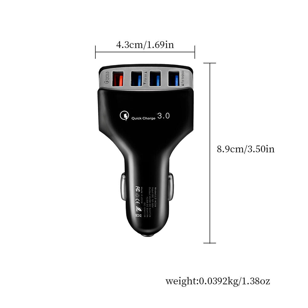 US 2-4 Pack 4-Port 3.0 Super Fast Car Charger PD Adapter for iPhone Android