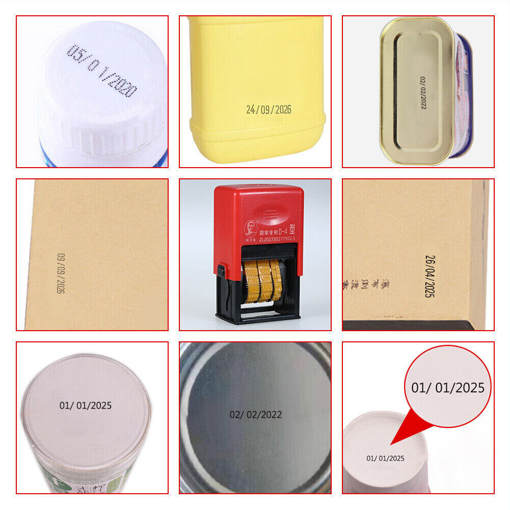 US 1-2 Pack Self Inking Rubber Date Office Stamp Handheld Date Stamp Plastic Bag