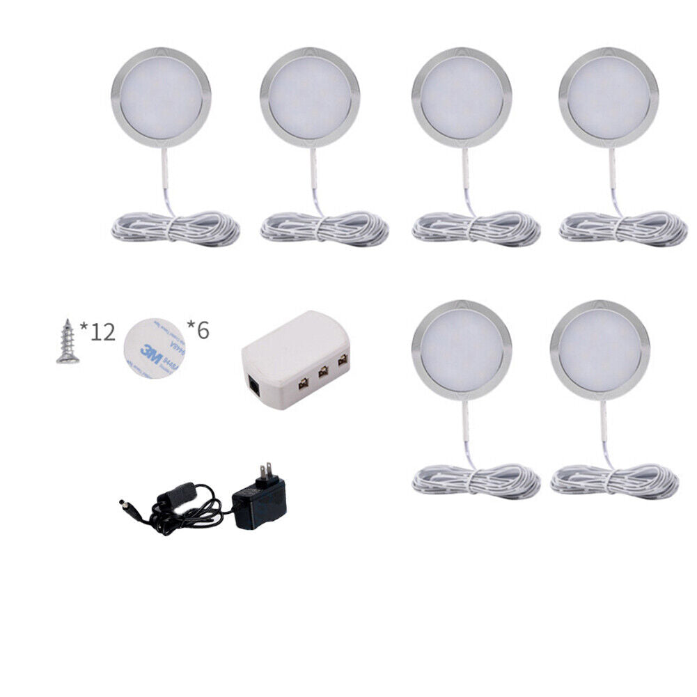 US LED Kitchen Counter Closet Shelf Puck Light Plug in Under Cabinet LightingKit
