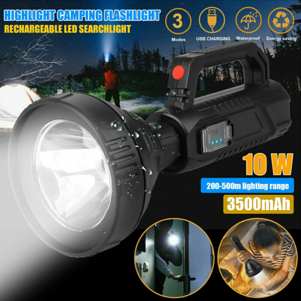 US 1-2 Pack Rechargeable Torch LED Searchlight Handheld Portable Spotlight