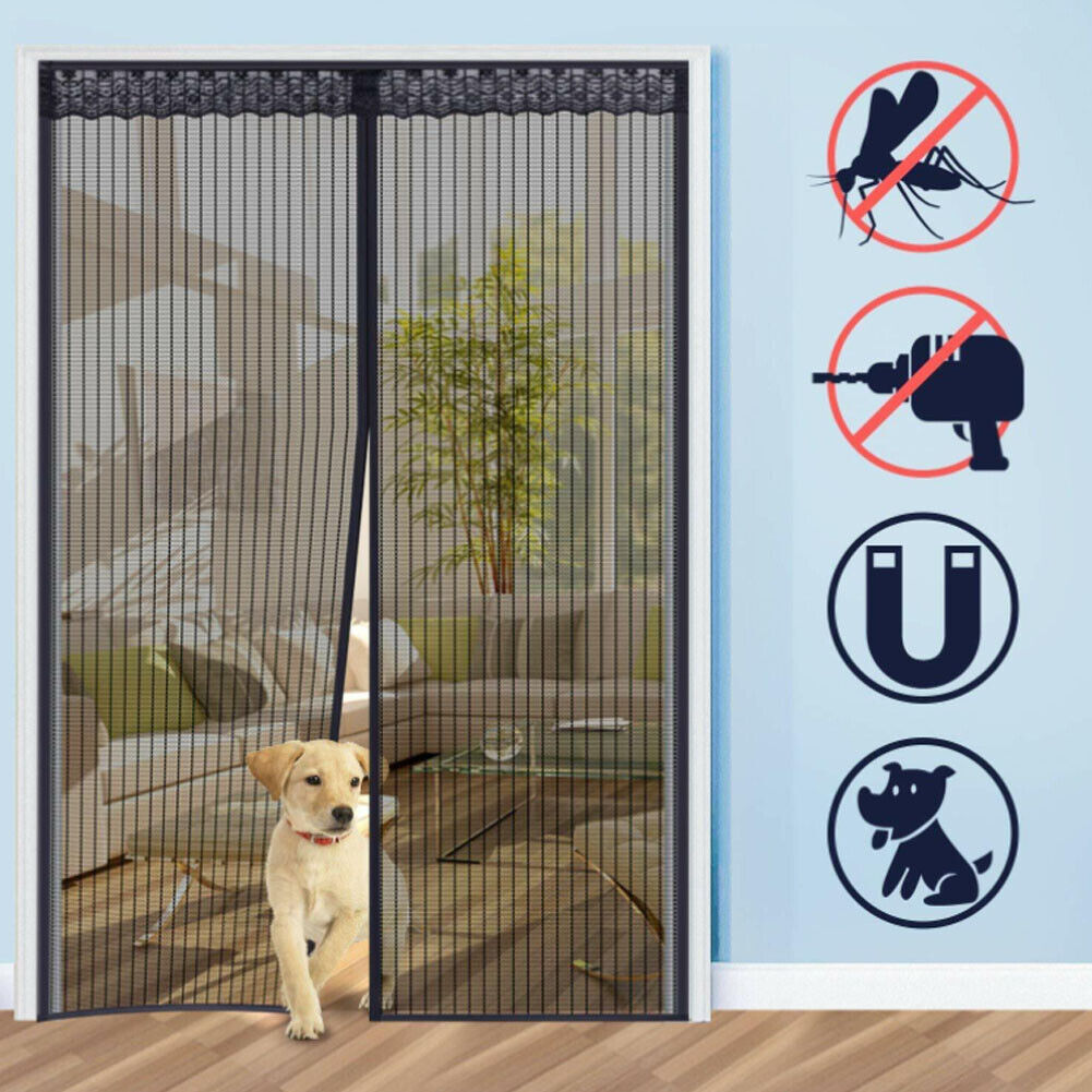 US 1-2 Pack Magnetic Screen Door Hands-Free Anti Mosquito Bugs Fly Curtian Mesh