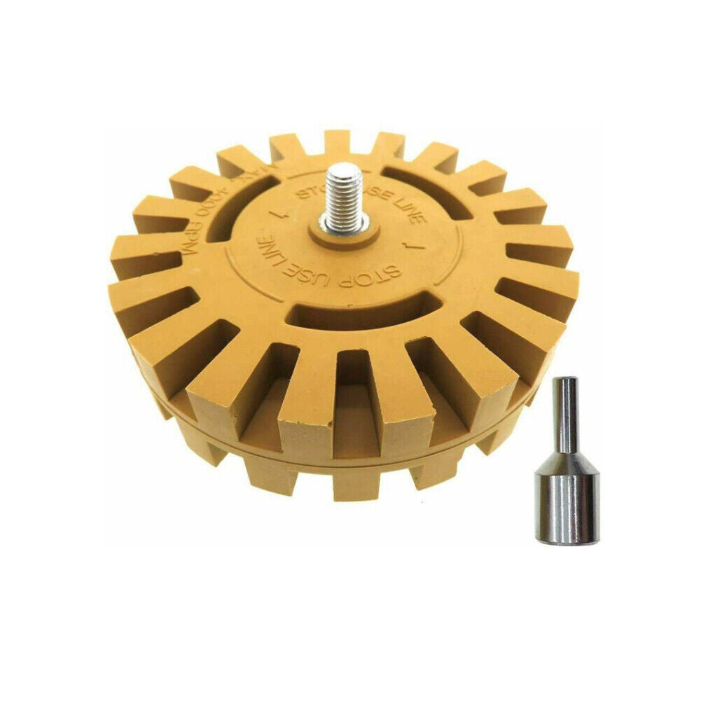 US 2-4 Pc 4” Decal Removal Wheel ABN Rubber Eraser Drill Arbor Adapter Pinstripe