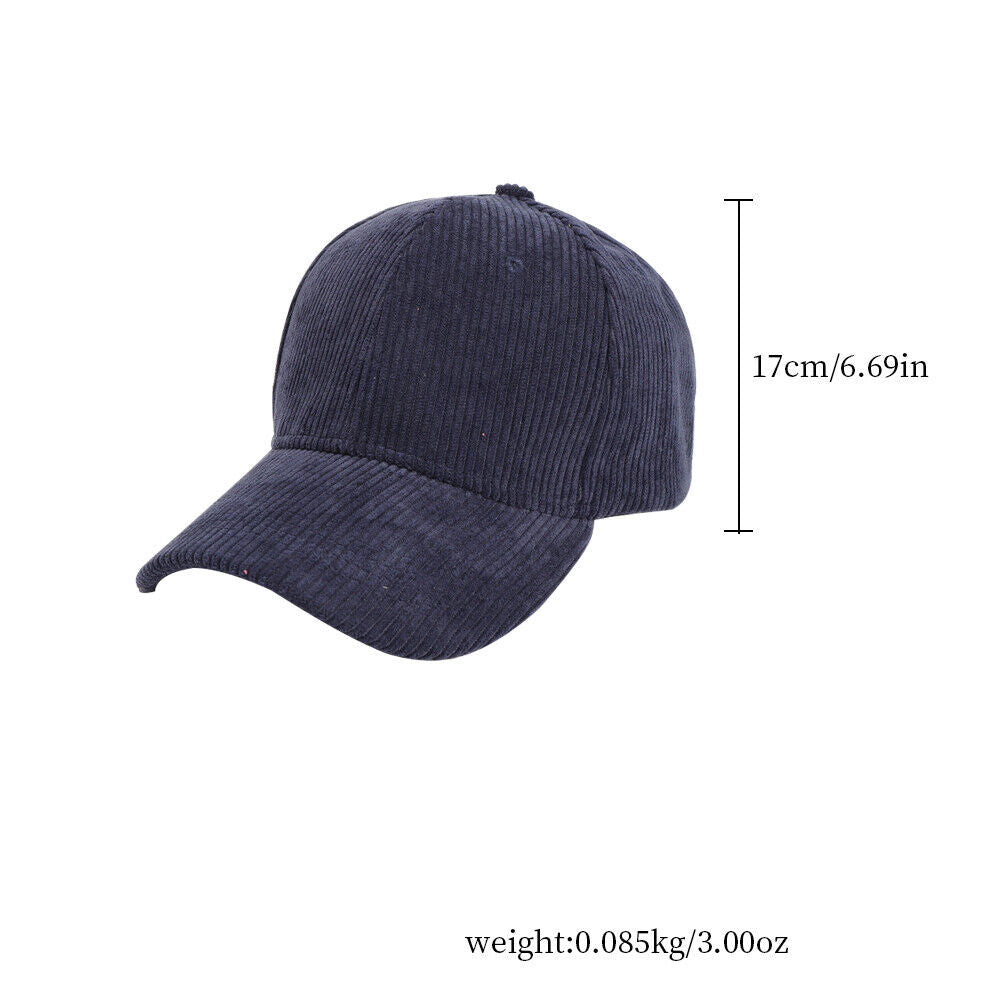 US 1-2 Pcs Cotton Corduroy Baseball Cap Classic Adjustable Plain Hat Warm Unisex