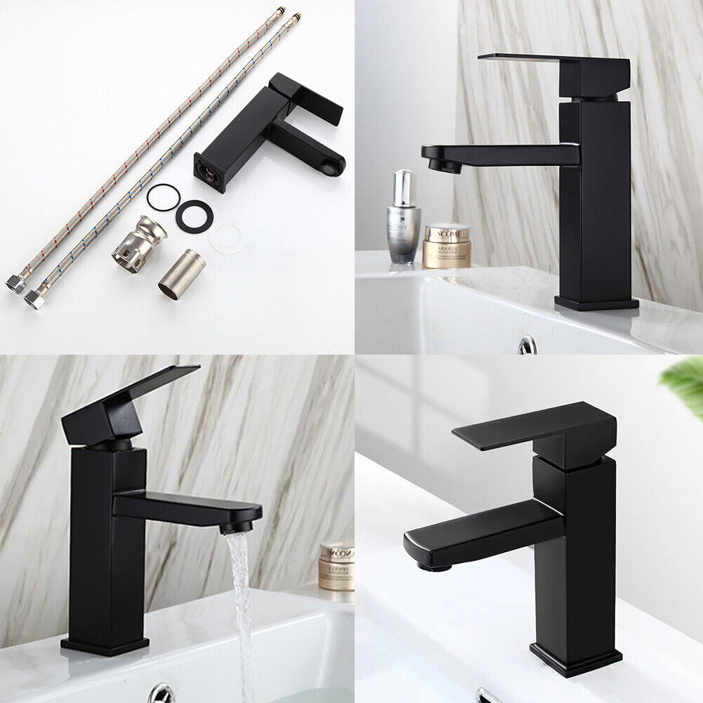 US 1-2 Pc Bathroom Sink Faucet Single Handle One Hole Commercial Lavatory Vanity