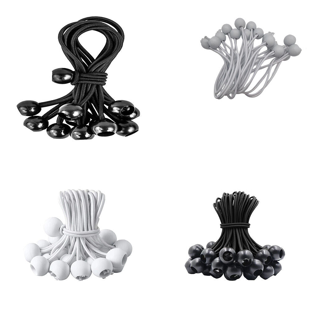 US 6" White Ball Bungee Bungie Cord Heavy Duty Canopy Tarp Tie Downs Straps