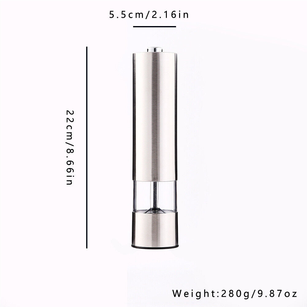 US 1-2 Pack Battery Operated Salt Pepper Grinder Set Mill Adjustable Coarseness