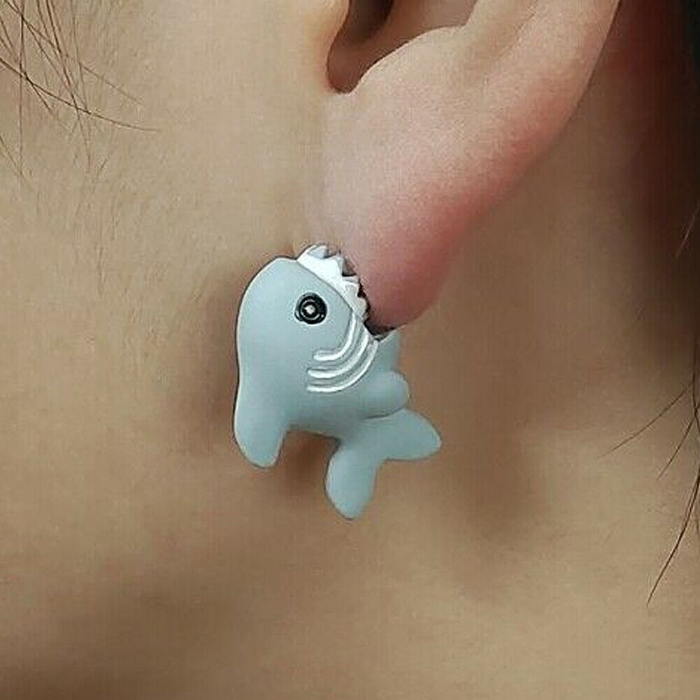 US 1~2 Pairs Cute Animal Bite-Earring Handmade Polymer Clay-Cute Stud Earrings