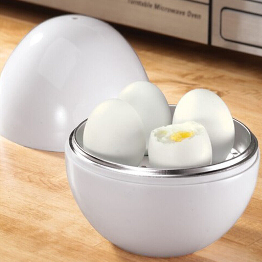 US 2-4Pc Wireless Microwave Hardboiled Egg Maker Shell Steamer Kitchen Cook Tool