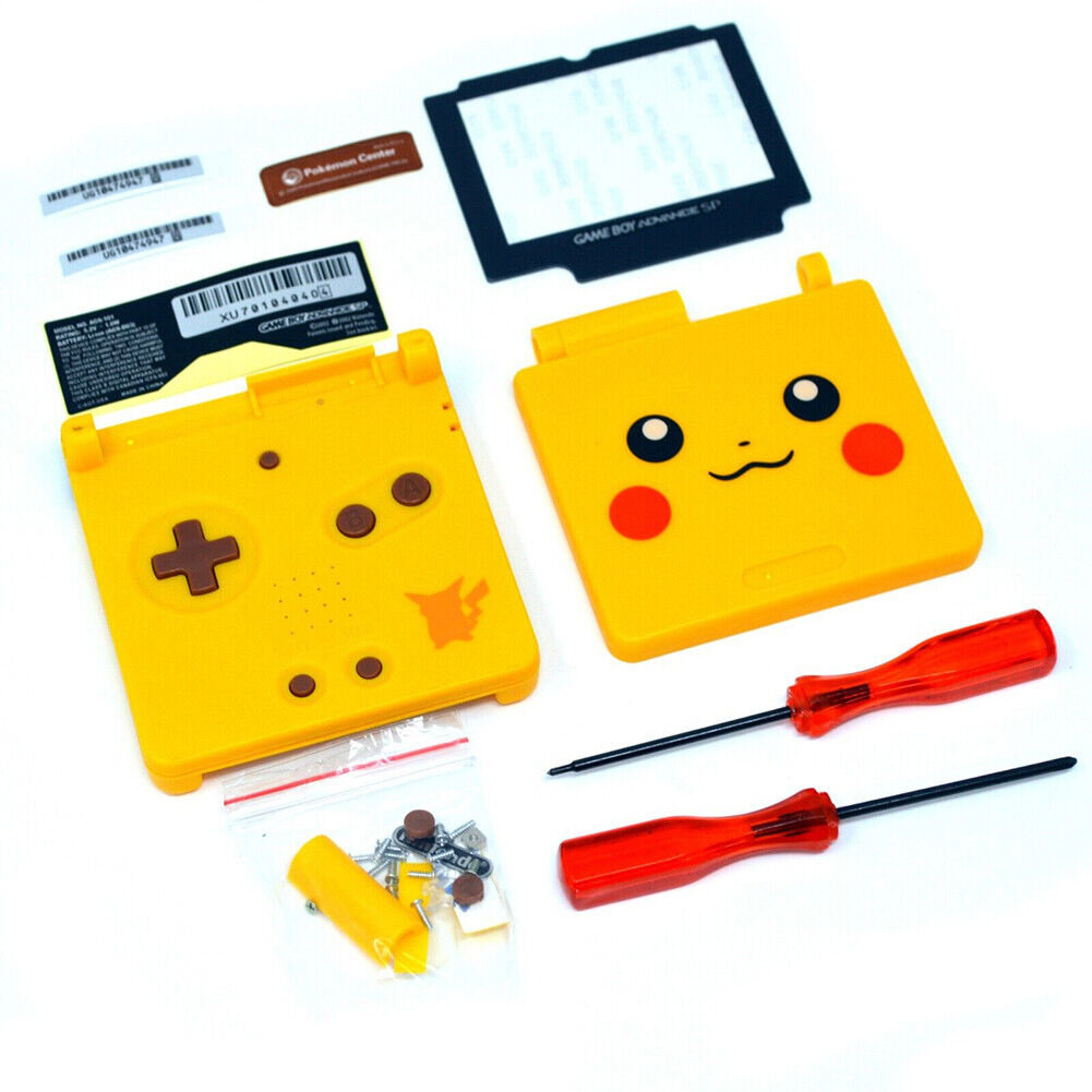 US 1-2 Pcs Pikachu Yellow GBA SP Advance SP Replacement Housing Shell Screen Len