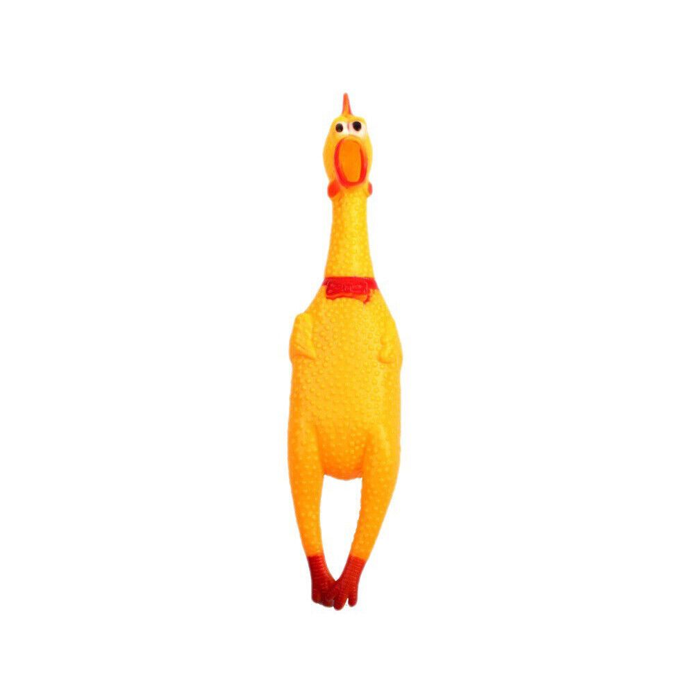 US 1-2 Pcs Fun Pet Dog Shrilling Rubber Chicken Chew Sound Squeeze Screaming Toy