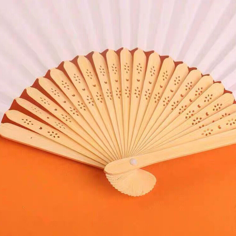 US 12-24 Pack Bamboo Hand Fan for Women, 8 Inch White Folding Hand Held Fan