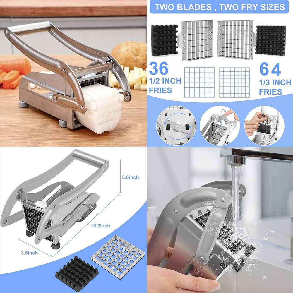 US 1-2 Pack French Fry Cutter Stainless Steel Potato Slicer Vegetable Chopper