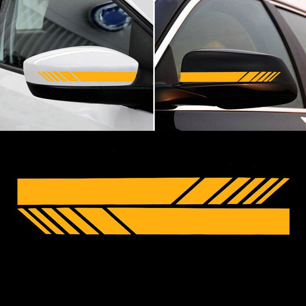 US 2-4 Pair Car Rear View Mirror Sticker Decor Vehicle Reflect Side Decal Stripe