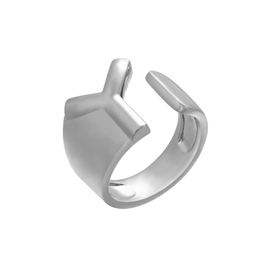 US Alphabet Letter A to Z Resizable Knuckle Ring Initial Gold Silver Letter Ring