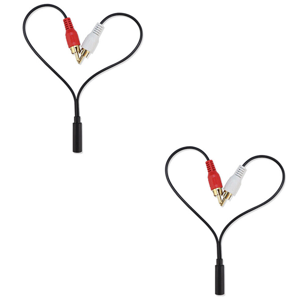 US 1-2 Pack 2 RCA Male Plug to 3.5mm Female Aux Audio Headphone Jack Converter