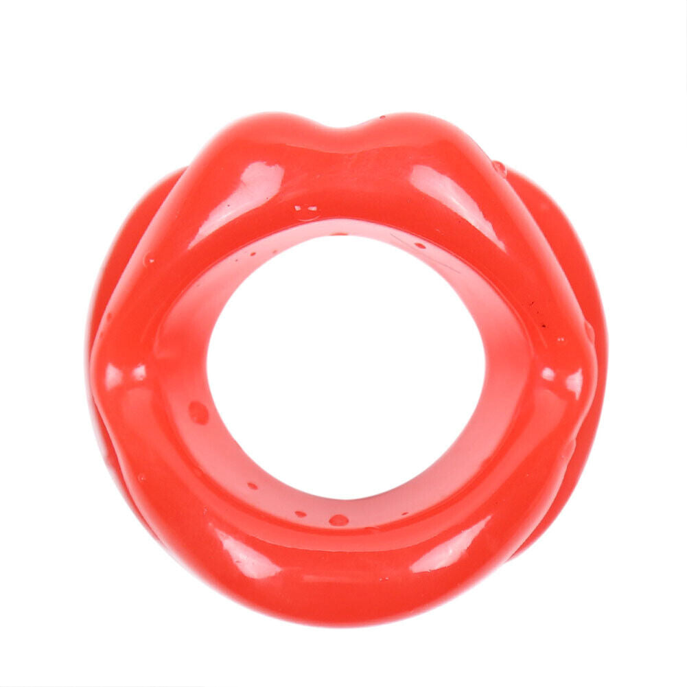 US Lips Shaped Opening O Ring Mouth Gag Silicone Buckle Leather Belt Strap BDSM