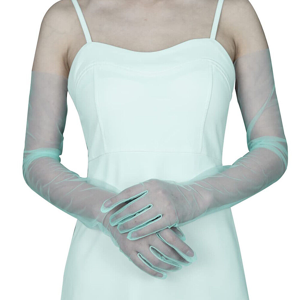 US 1~2 Paris 27'' Wedding Bridal Prom Sheer Tulle Long Elbow Gloves Party Opera